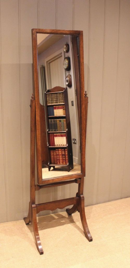 Rectangular Oak Cheval Mirror
