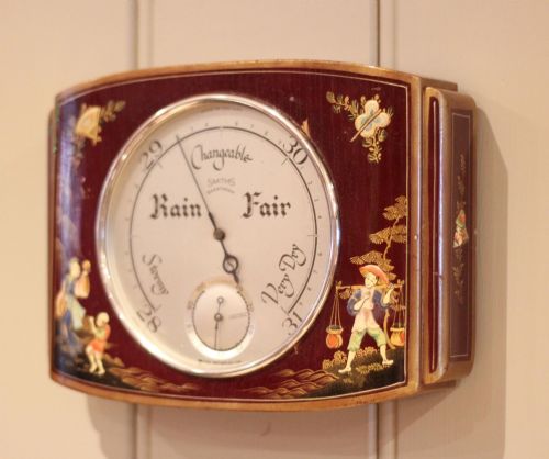 MAROON CHINOISERIE ANEROID BAROMETER - ADDITIONAL PHOTO 2