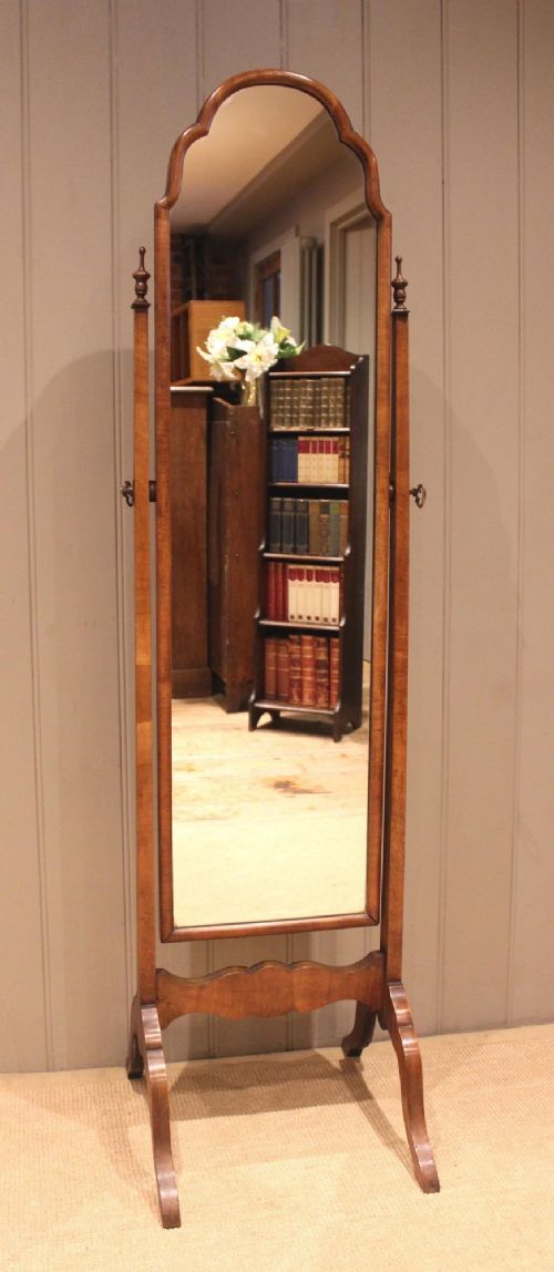 Queen Anne Walnut Cheval Mirror