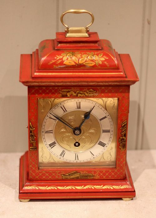 fig 1. Small Red Chinoiserie Bracket Clock
