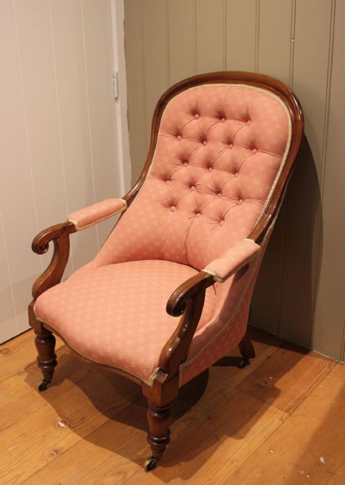 fig 1. Victorian Walnut Button Back Armchair