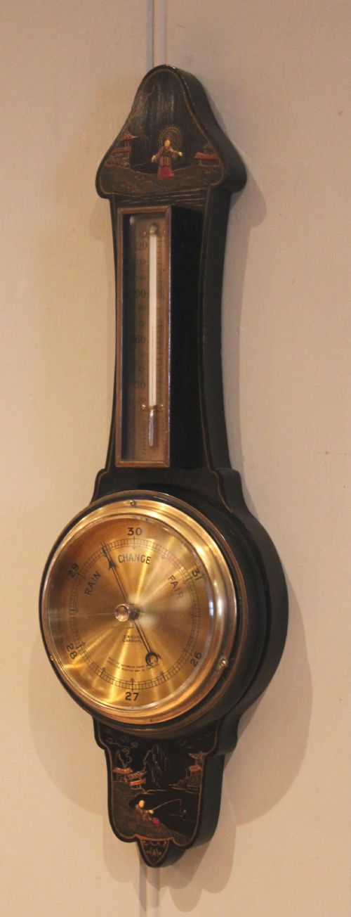 fig 1. Black Chinoiserie Banjo Barometer