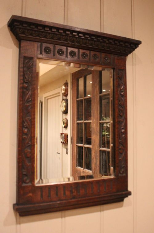 Late 19th Century Oak Wall Mirror