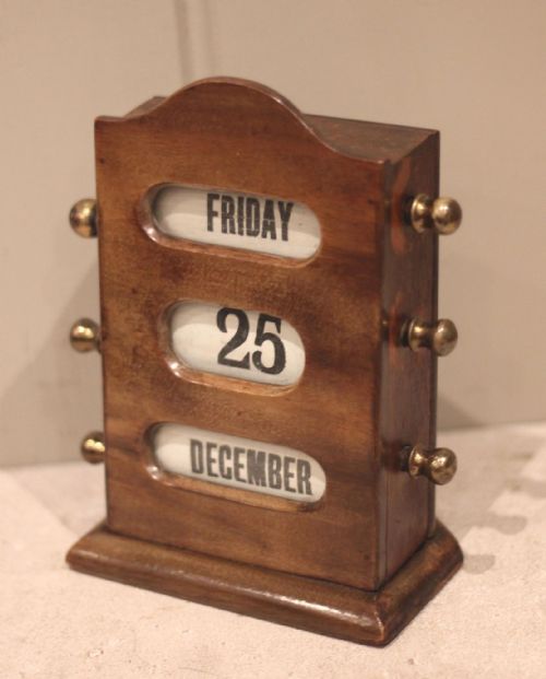 fig 1. Late 19th Century Walnut Perpetual Desk Calendar