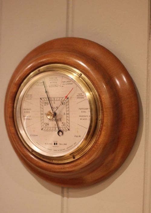 fig 1. Walnut Circular Aneroid Barometer