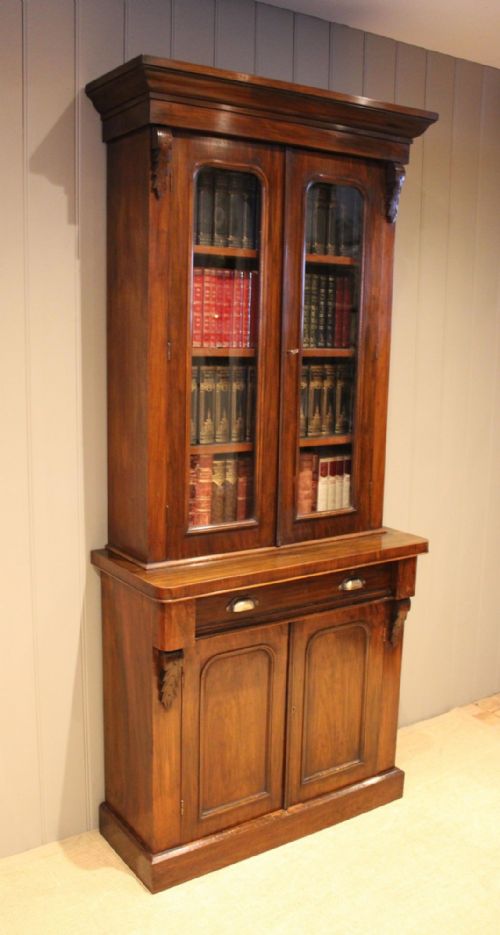 Late Victorian Walnut Cabinet Bookcase