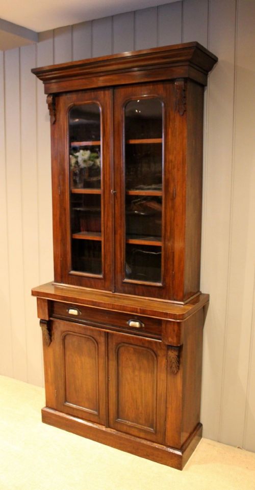 fig 1. Late Victorian Walnut Cabinet Bookcase