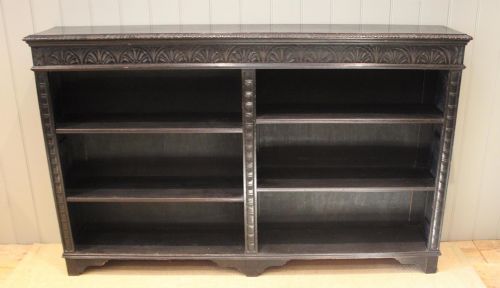 fig 1. Substantial Dark Oak Open Bookcase