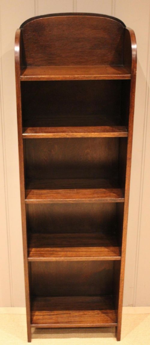 fig 1. Tall Narrow Oak Open Bookcase