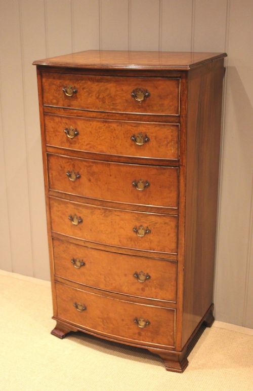 fig 1. Tall Burr Maple & Walnut Chest Of Drawers