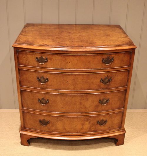 Burr Walnut Bow Front Chest of Drawers