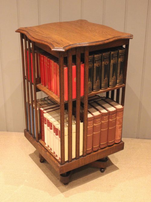 Solid Oak Revolving Bookcase
