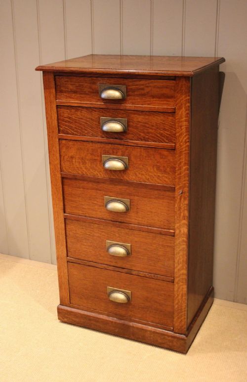 Edwardian Oak Wellington Style Chest of Drawers