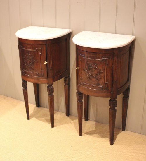 fig 1. Unusual Pair Of French Demi Lune Bedside Cabinets