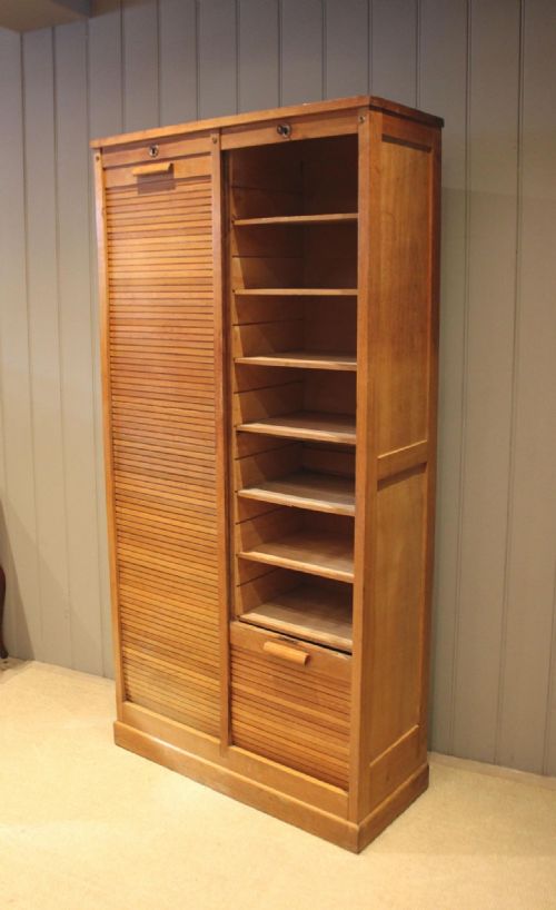 fig 1. French Oak Double Tambour Front Filing Cabinet
