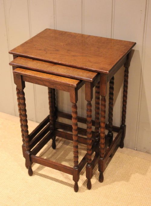 French Oak Nest of Three Tables