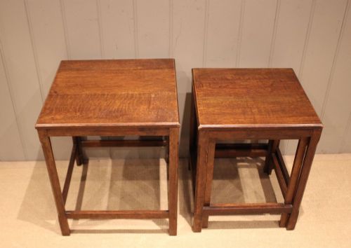 fig 1. Solid Oak Stacking Nest Of Three Tables