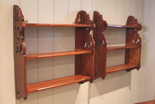 PAIR OF LATE 19TH CENTURY WALNUT WALL SHELVES - ADDITIONAL PHOTO 1