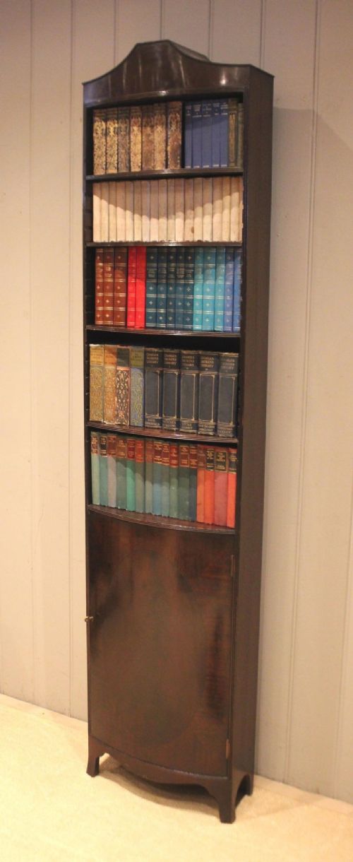 Tall Narrow Mahogany Bow Front Open Bookcase
