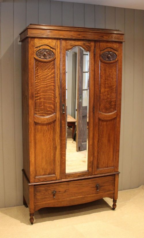 fig 1. Edwardian Solid Oak Wardrobe