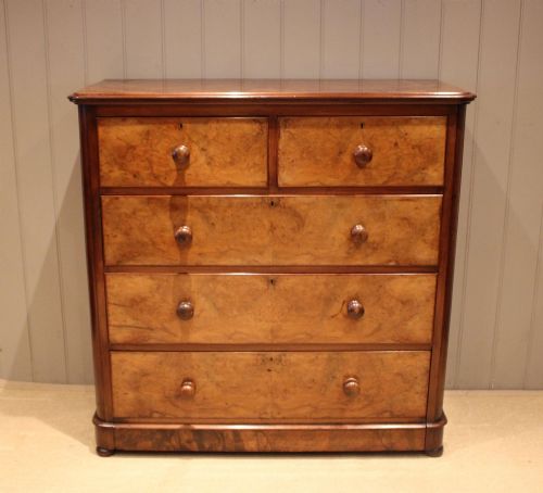 fig 1. Large Late 19th Century Burr Walnut Chest Of Drawers