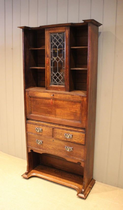 Arts & Crafts Oak Bureau Bookcase