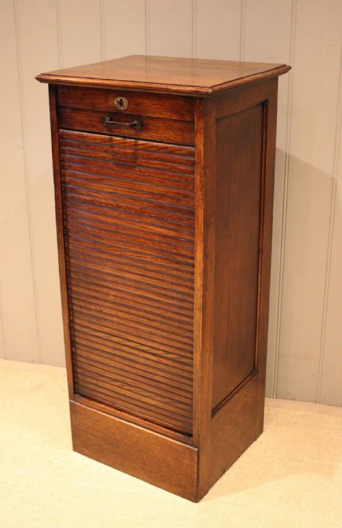 Oak Single Tambour Front Filing Cabinet