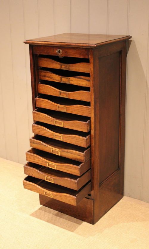 fig 1. Oak Single Tambour Front Filing Cabinet