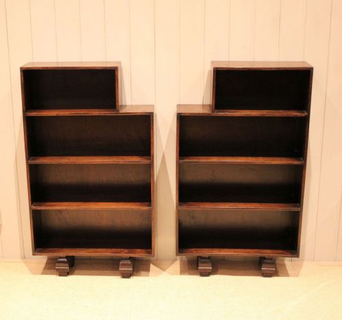 Pair of Art Deco Oak Open Bookcases