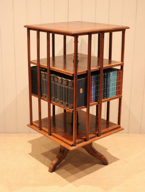 Edwardian Walnut Revolving Bookcase