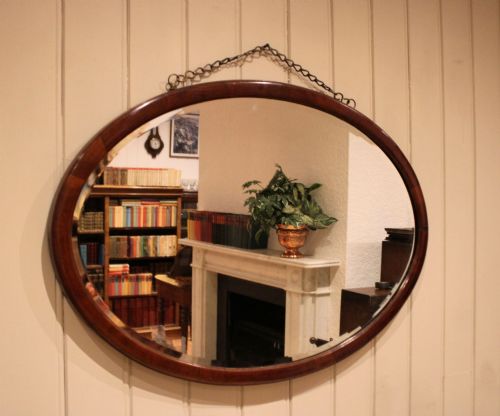 Oval Walnut Wall Mirror
