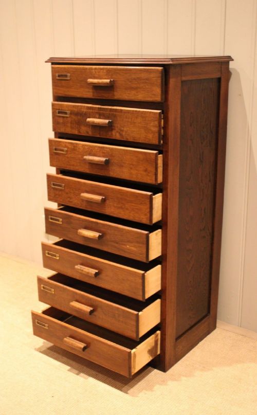 fig 1. Tall Oak Chest Of Office Drawers