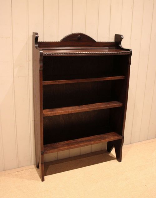 fig 1. Arch Top Beaded Oak Open Bookcase