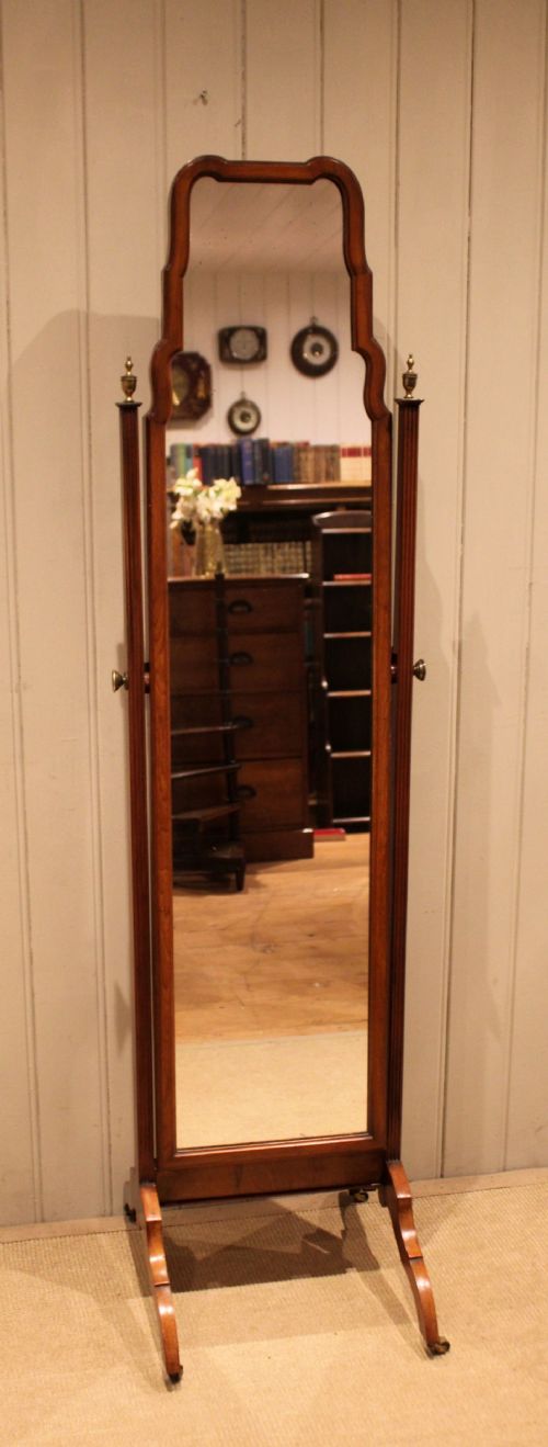 fig 1. Walnut Queen Anne Style Cheval Mirror
