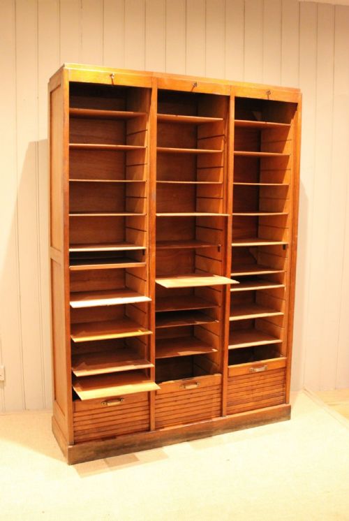 fig 1. French Oak Triple Tambour Front Filing Cabinet