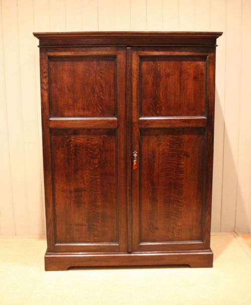 fig 1. Edwardian Solid Oak Combination Wardrobe
