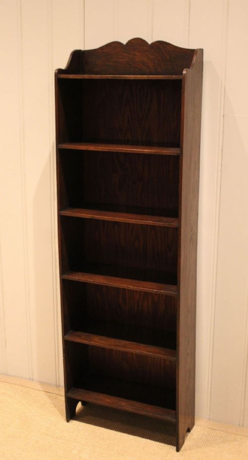 fig 1. Small Slim Oak Open Bookcase