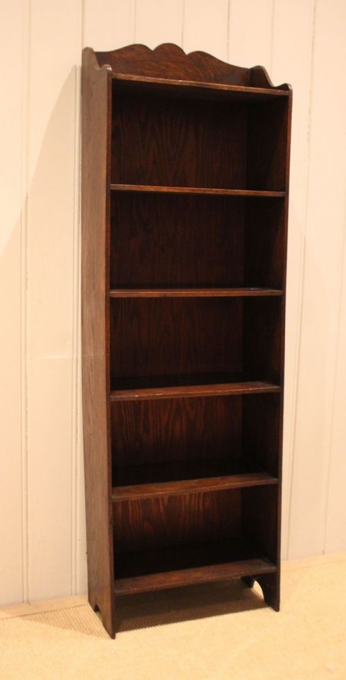 Small Slim Oak Open Bookcase