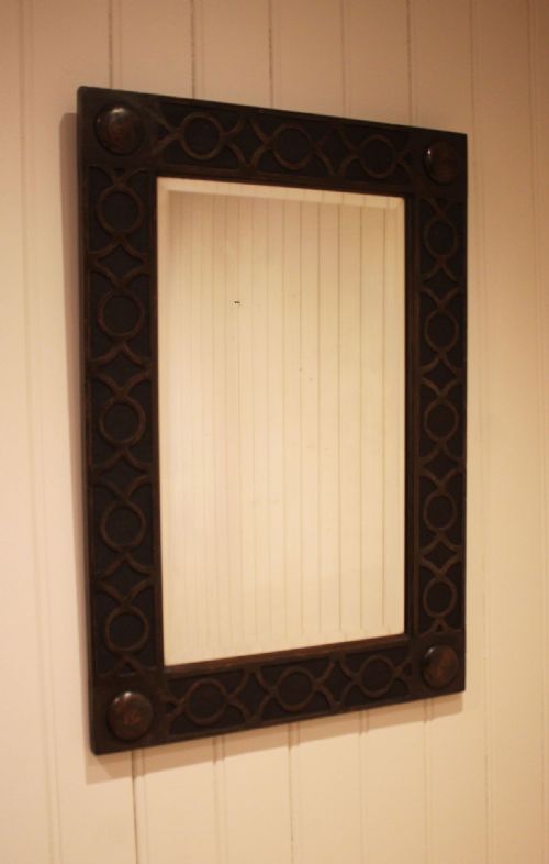 EDWARDIAN OAK WALL MIRROR - ADDITIONAL PHOTO 1