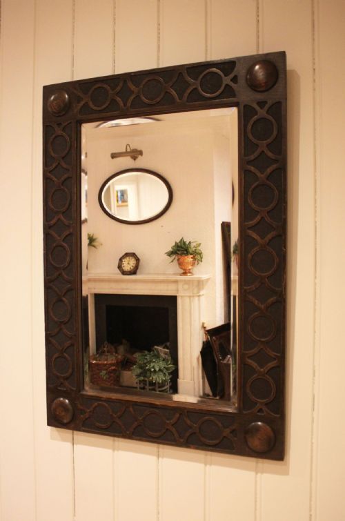 EDWARDIAN OAK WALL MIRROR - ADDITIONAL PHOTO 2