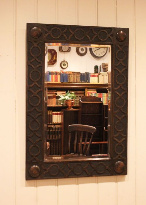 EDWARDIAN OAK WALL MIRROR - ADDITIONAL PHOTO 3