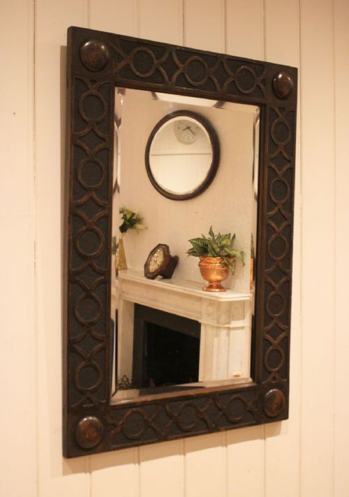 EDWARDIAN OAK WALL MIRROR - ADDITIONAL PHOTO 4