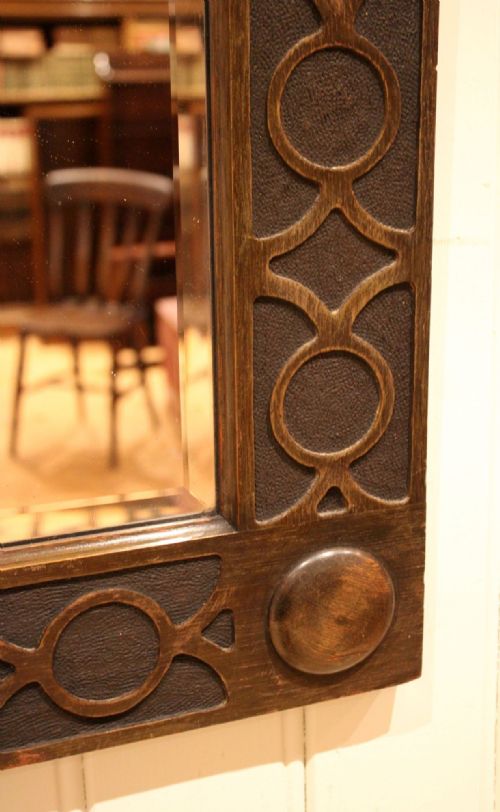 EDWARDIAN OAK WALL MIRROR - ADDITIONAL PHOTO 6
