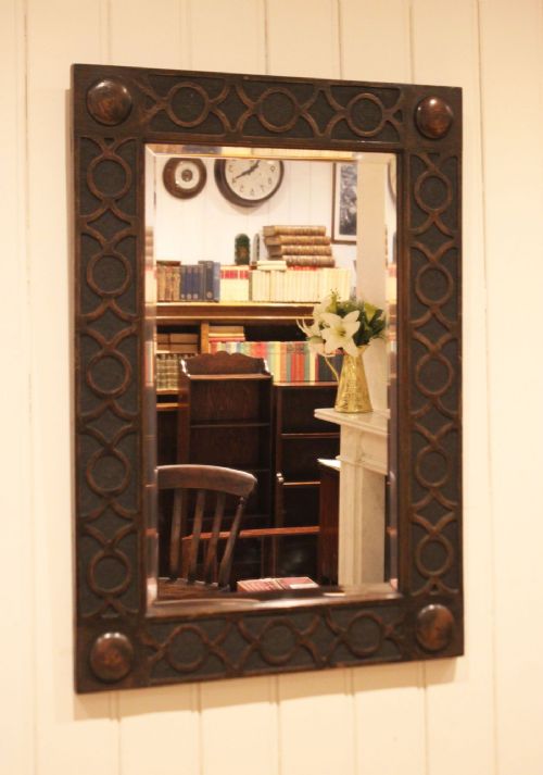 EDWARDIAN OAK WALL MIRROR - ADDITIONAL PHOTO 7
