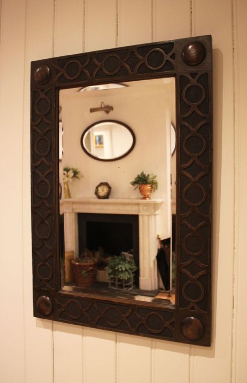 EDWARDIAN OAK WALL MIRROR - ADDITIONAL PHOTO 8