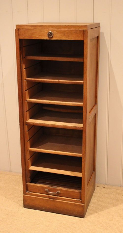 fig 1. French Oak Single Tambour Front Filing Cabinet
