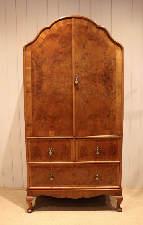 fig 1. Burr Walnut Queen Anne Style Linen Press