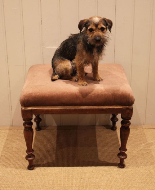 MAHOGANY UPHOLSTERED STOOL - ADDITIONAL PHOTO 4