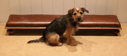 VICTORIAN WALNUT LEATHER LONG FOOT STOOL - ADDITIONAL PHOTO 1