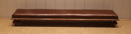 VICTORIAN WALNUT LEATHER LONG FOOT STOOL - ADDITIONAL PHOTO 2